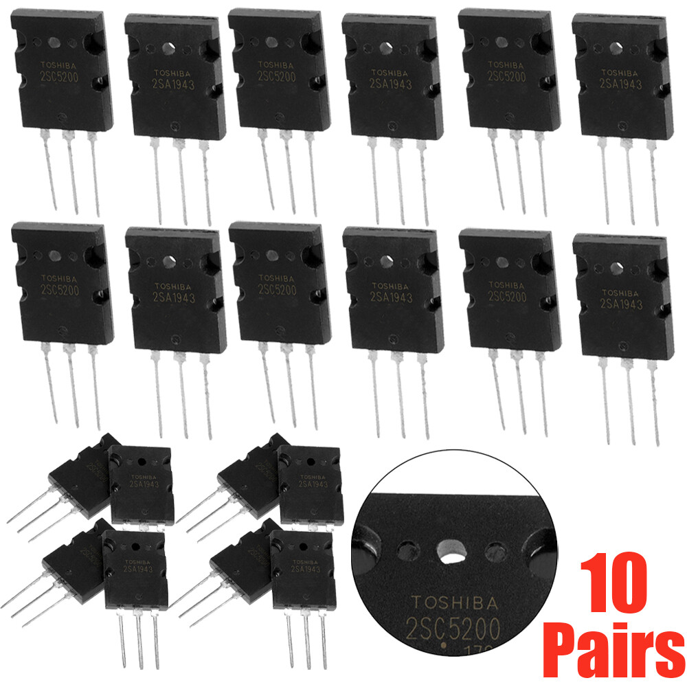 20PCS Black Power Matched Transistors 2SA1943 2SC5200 For High Performance US
