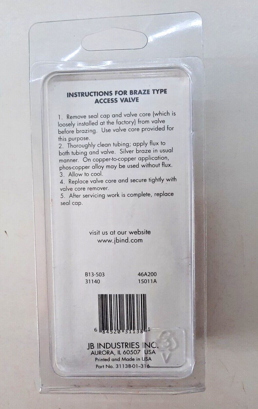 JB JUST BETTER A31138 ACCESS VALVE 1/2″ OD “3 pack”