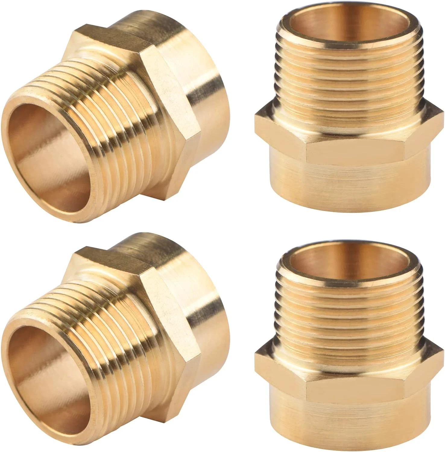 4 Pack G 3/4 (BSP) Female Thread to US 3/4 NPT Male Thread Brass Pipe Fitting Ad