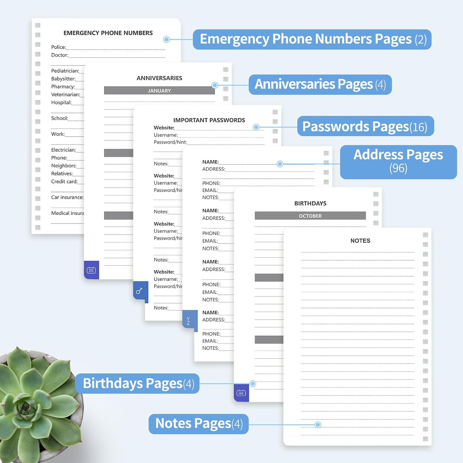 Address Book with Alphabetical Tabs, Large Print for Seniors 5.7″X7.7″ | Spiral