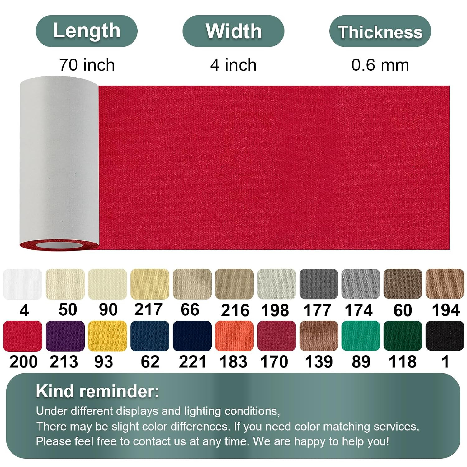 Linen Canvas Repair Tape, 4 X 63 in Red Waterproof Self-Adhesive Patch for Outdo