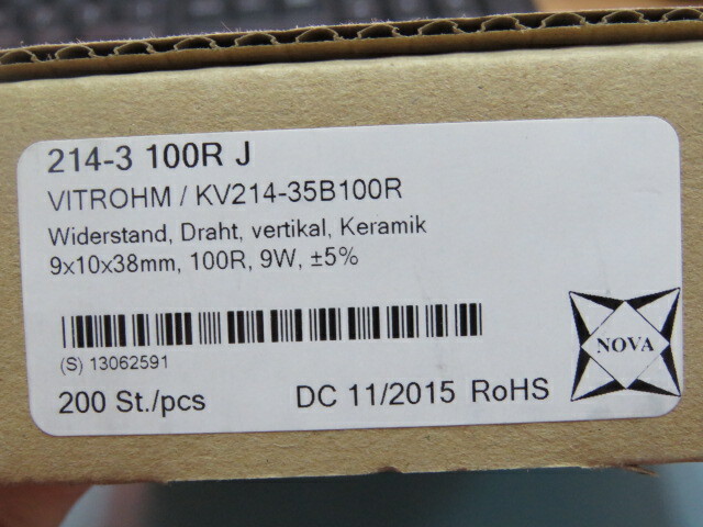 VITROHM KV214-35B100R Qty of 37 per Lot RESISTOR,WIRE WOUND,9W,5%,40ppm,100ohm,