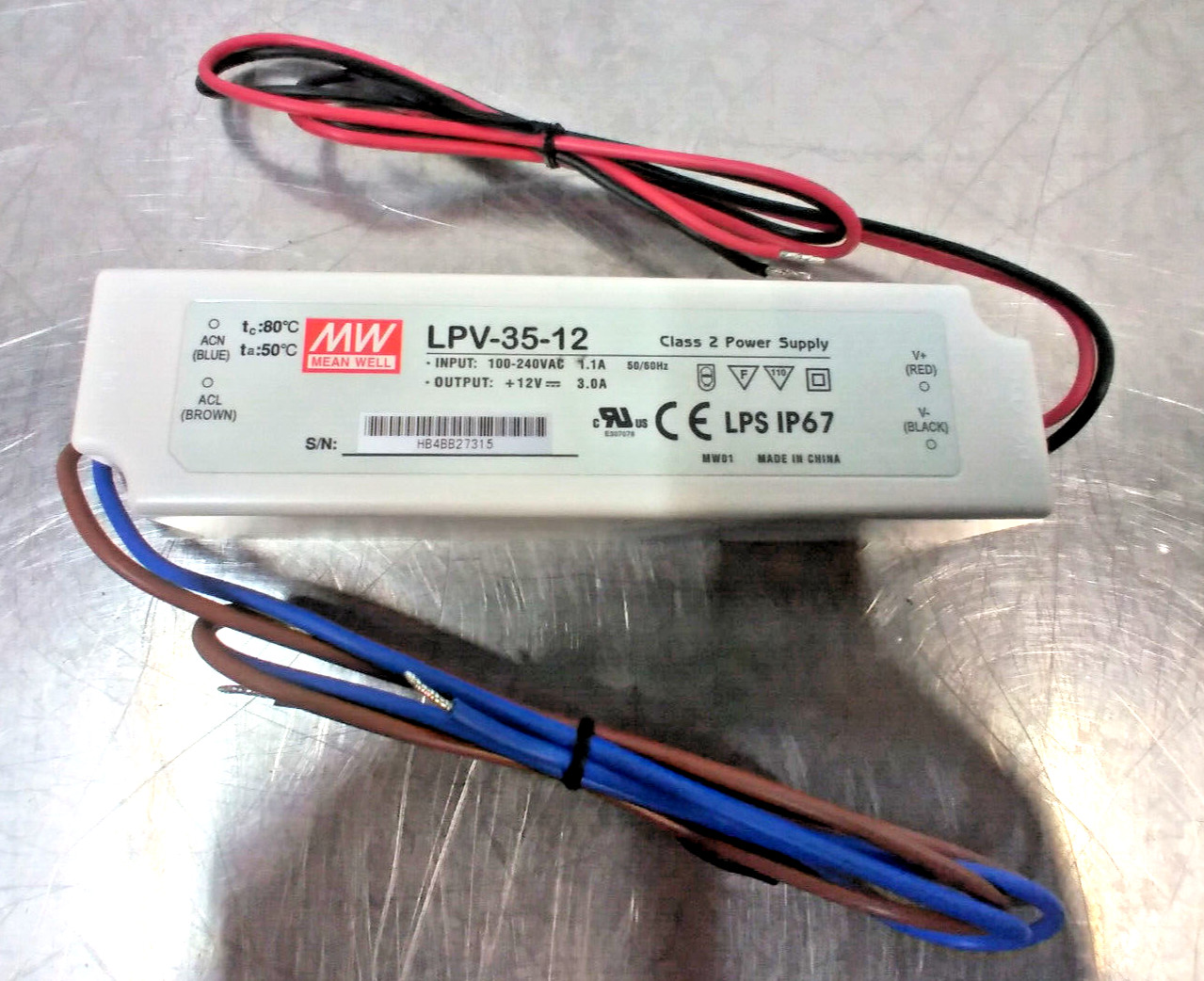 Mean Well LPV-35-12, Power Supply LED Driver, C.V., Out 12Vdc / 3A / 36W