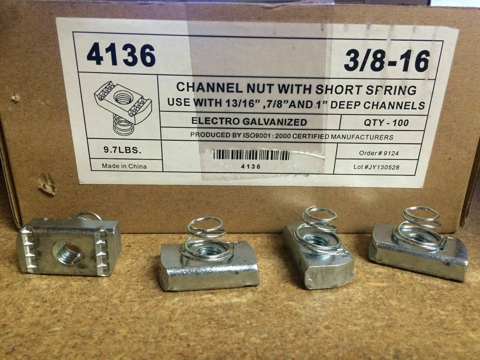 3/8″-16 Spring Nuts (Short Spring) for Unistrut Channel #4136 P4008 Zinc / EG
