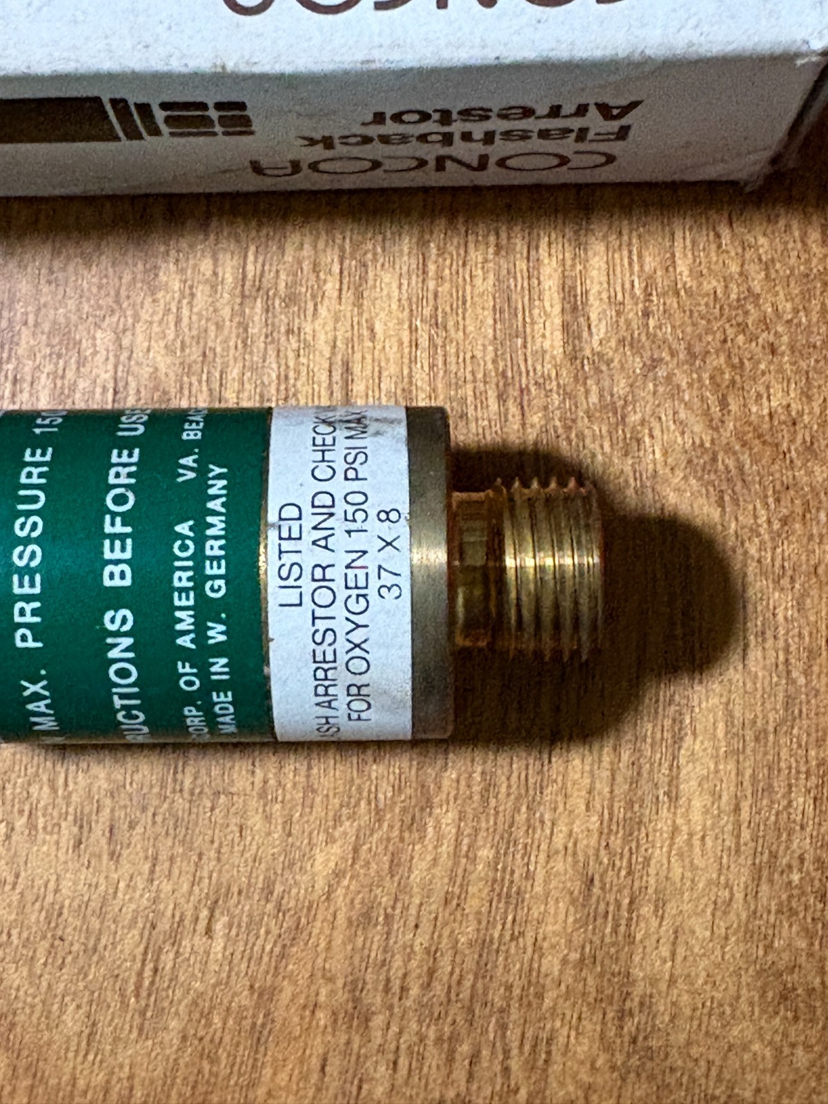 Pair of Concoa flashback arrestors, 8010539 , 8010536, oxygen acetylene unused