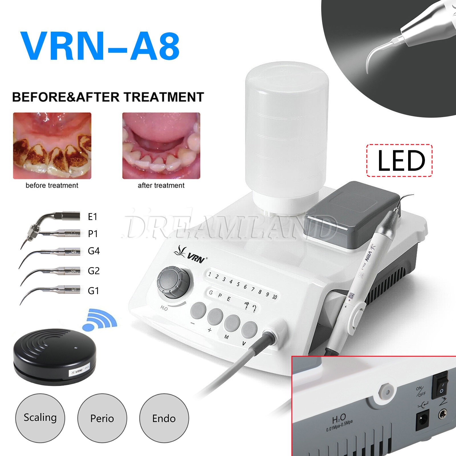 VRN Dental Ultrasonic Piezo Scaler Detachable LED Handpiece F/ EMS Woodpecker MX