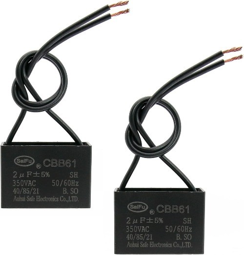CBB61 2uf 2 Wire 350V AC Ceiling Fan Capacitor Polypropylen Number of Items: 2