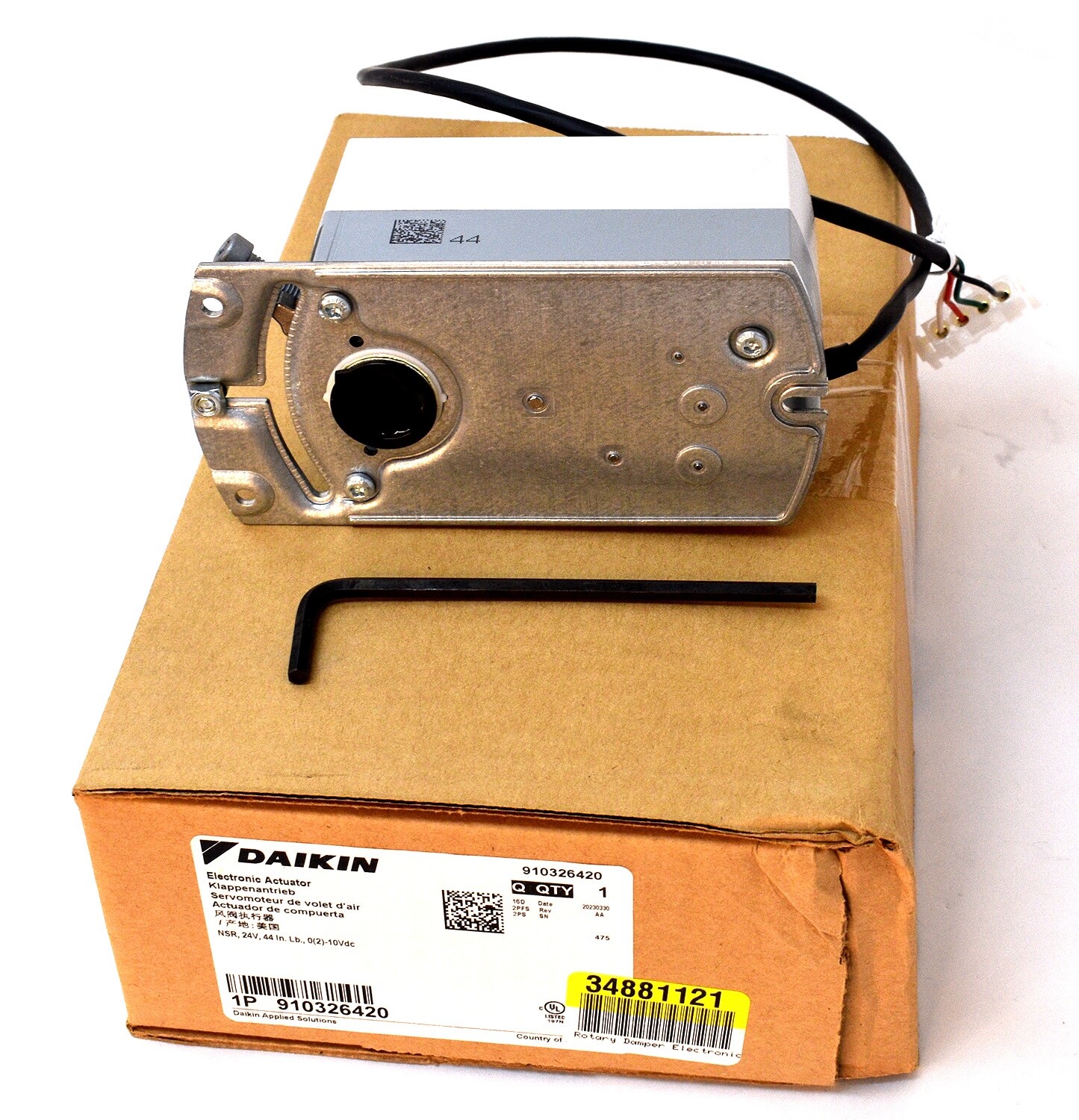 Daikin 910326420 Rotary Damper Electronic Actuator, 24V, NSR, 44 in lbs New