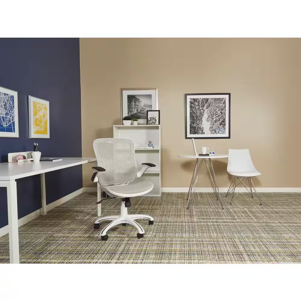 Riley 24.5 In. Wide White Upholstered Ergonomic Office Chair with Adjustable Hei