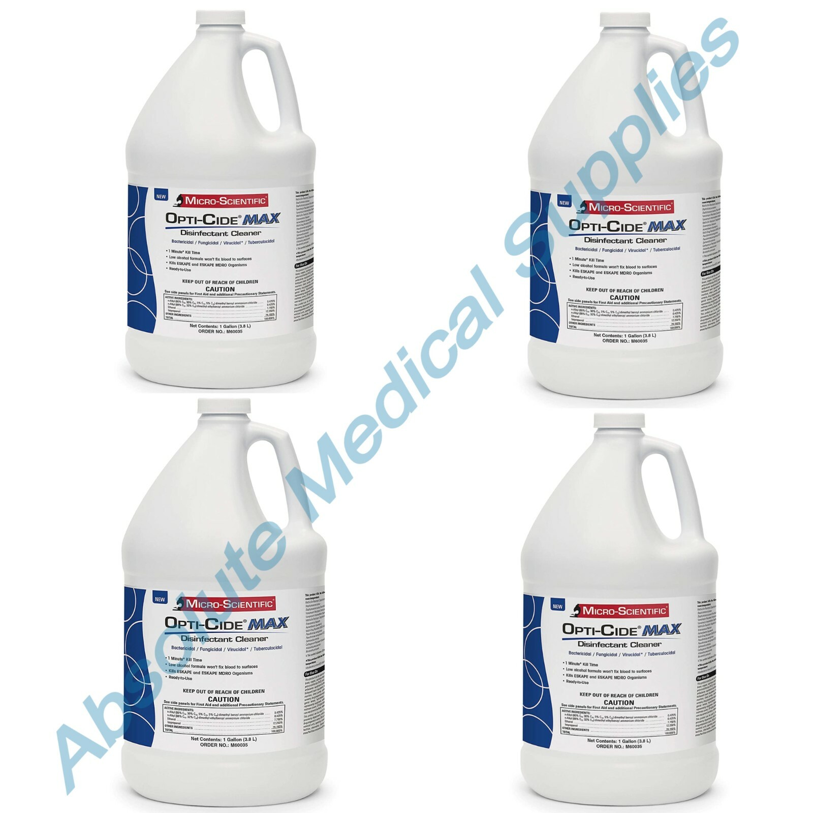 *4-Packs* Micro-Scientific Opti-Cide Max Disinfectant Cleaner 1 Gallon M60035
