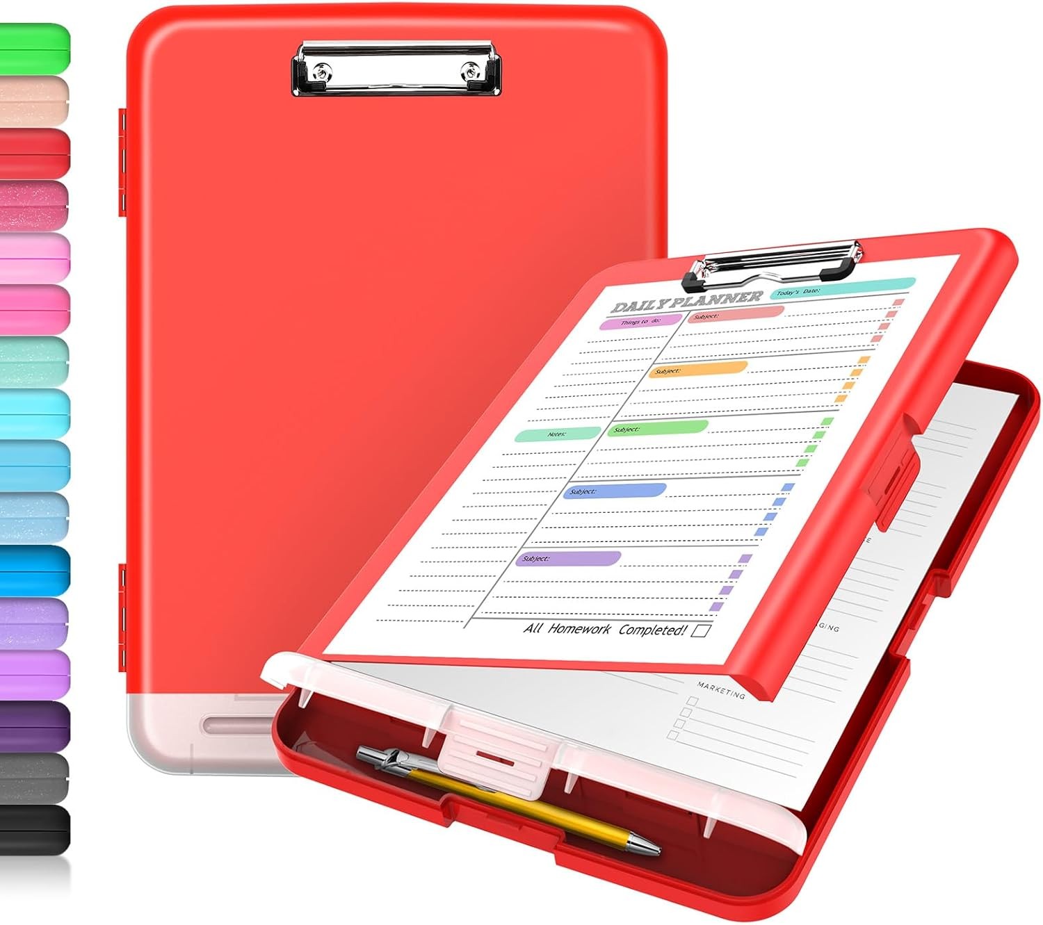 Sooez Clipboard with Storage, Clip Board 8.5 10″W x 1-1/4″D x 14-1/2″H, Black