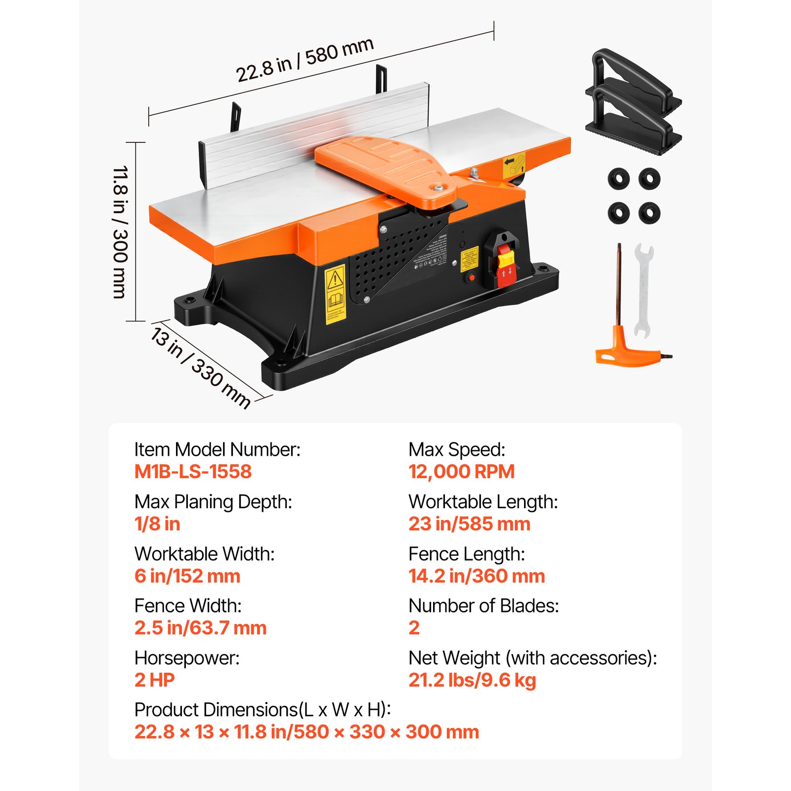 Uimoso Spiral Benchtop Jointer, 6-Inch, 12-Blade, 12000 RPM