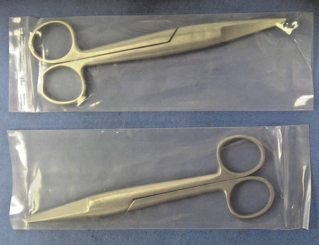 Lot of TWELVE Mayo Noble Dissecting Scissors, Beveled, Straight, Satin, 6.5″
