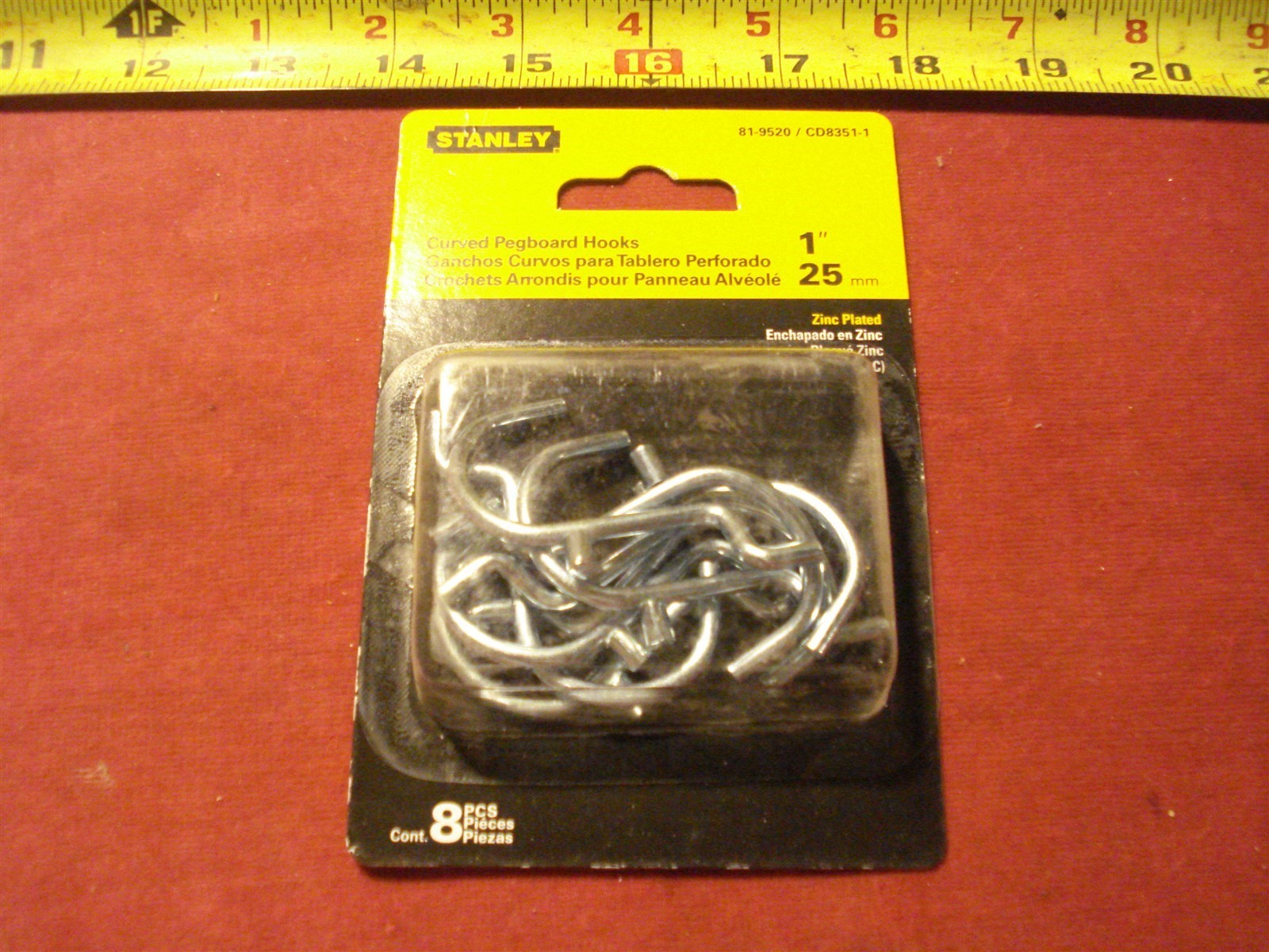 (2286.) Stanley Curved Pegboard Hooks – STN 81-9520