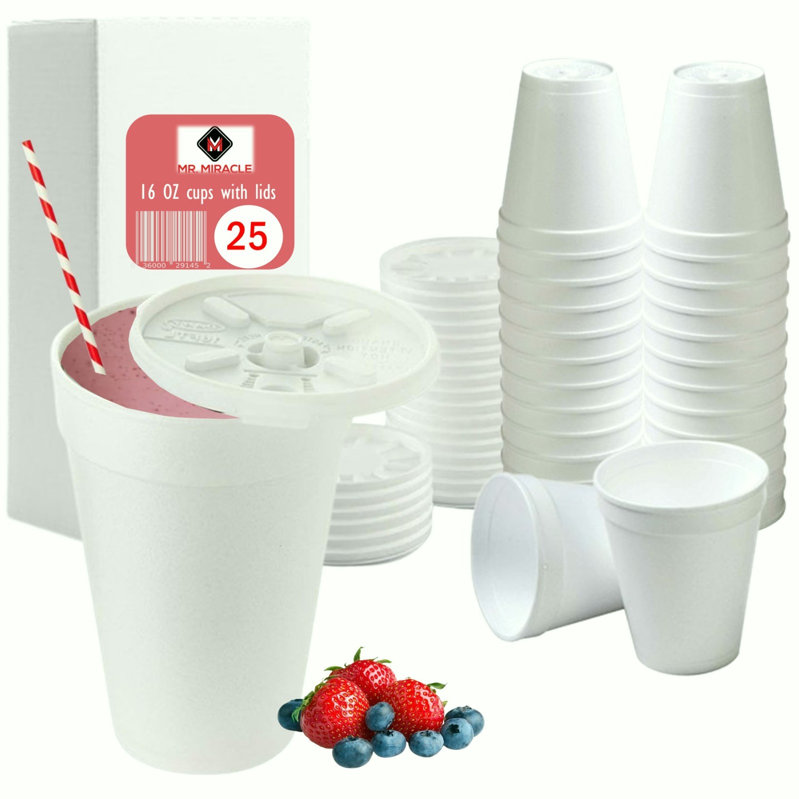 Foam Cups for Hot and Cold Drinks With Lids, USA-Made 50-Pack – Ideal Styrofoam