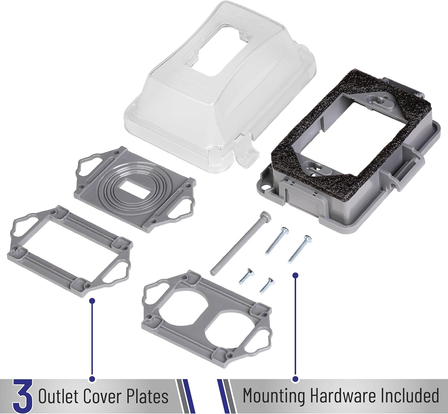 Bates- Weatherproof Electrical Outlet Cover, 1-Gang, Outdoor Plug Cover