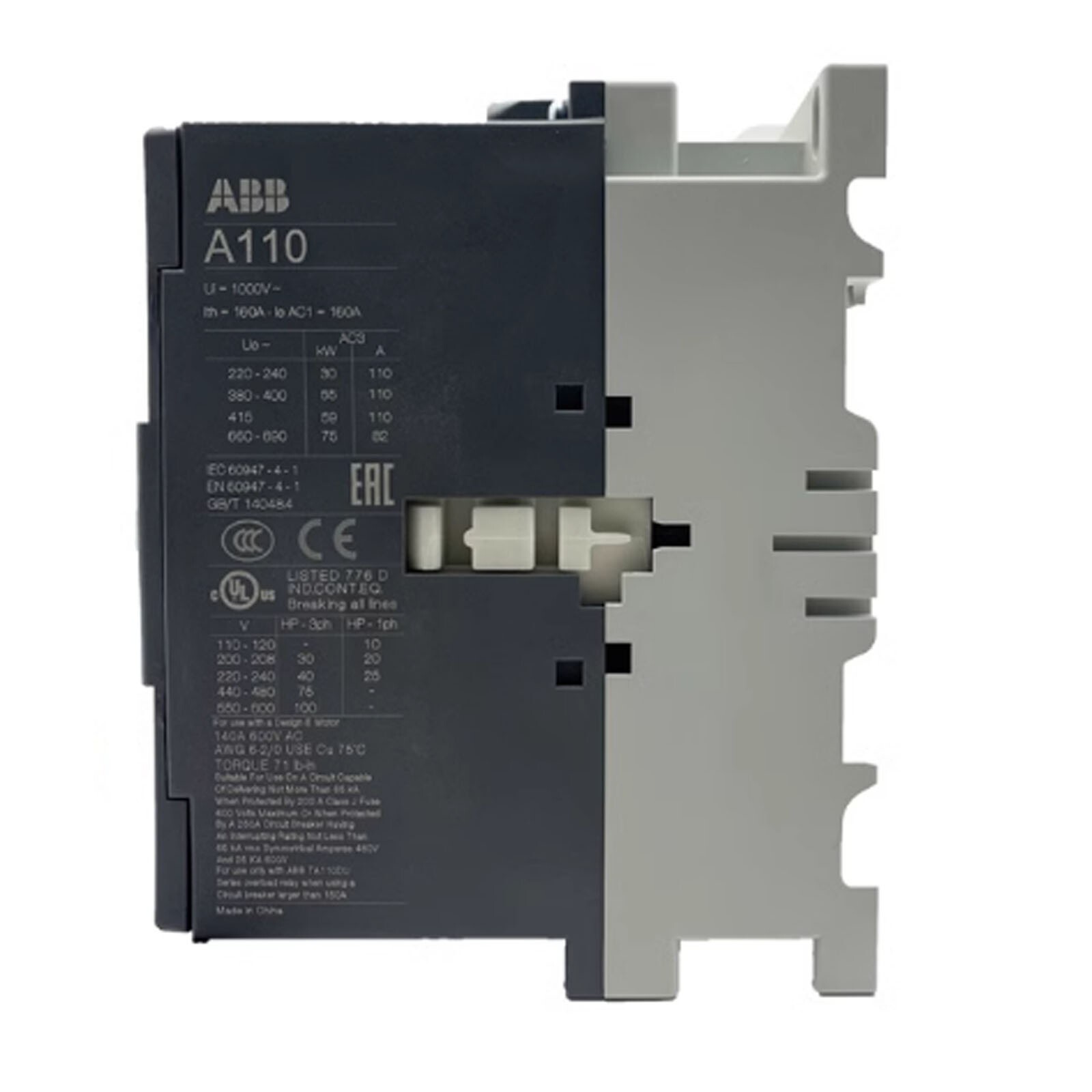 A110-30-11 Contactor 24V、110V 50Hz / 110-120V 60Hz、220-230V ABB Free Shipping