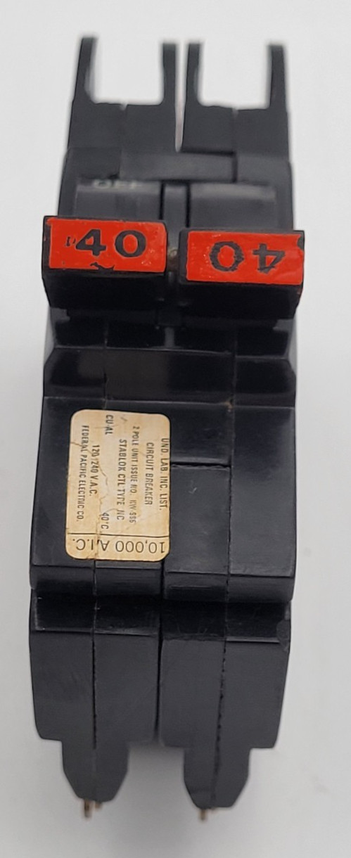 FPE NC0240 40 A 2-Pole Stab-Lok 120/240V Federal Pacific Circuit Breaker USED