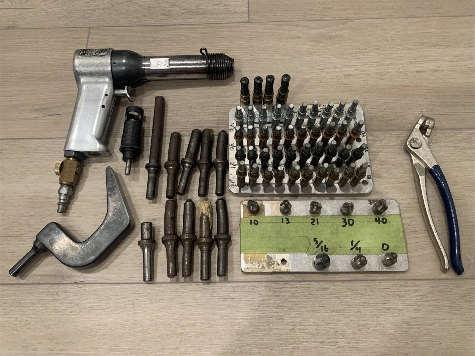Aircraft Sheet Metal Riveting Tool Lot Clecos Rivet Sets Pneumatic Tool Aviation
