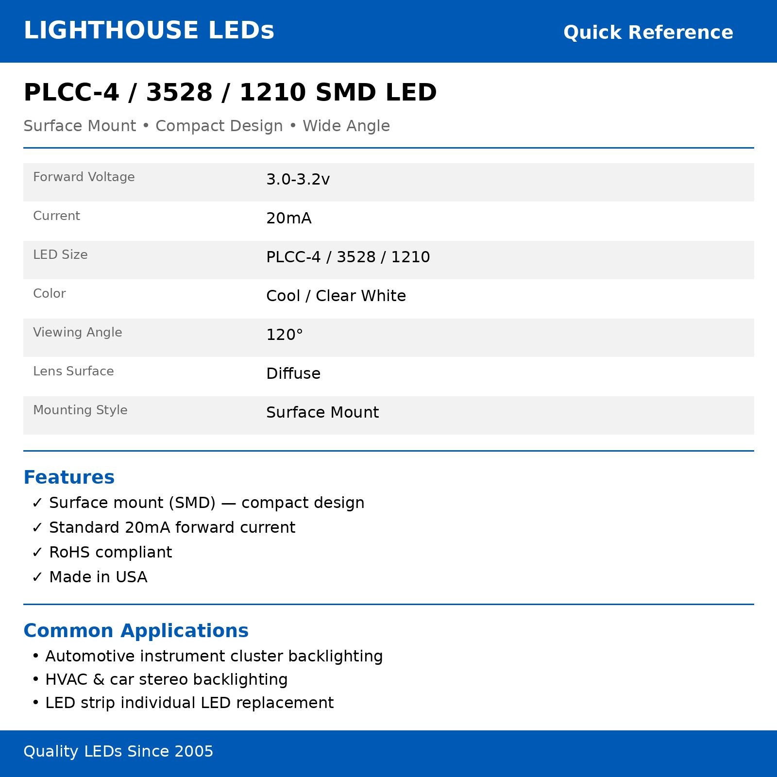 10 x LED PLCC4 1210 3528 Cool Clear White SMD LEDs Super Ultra Bright RC PLCC-4