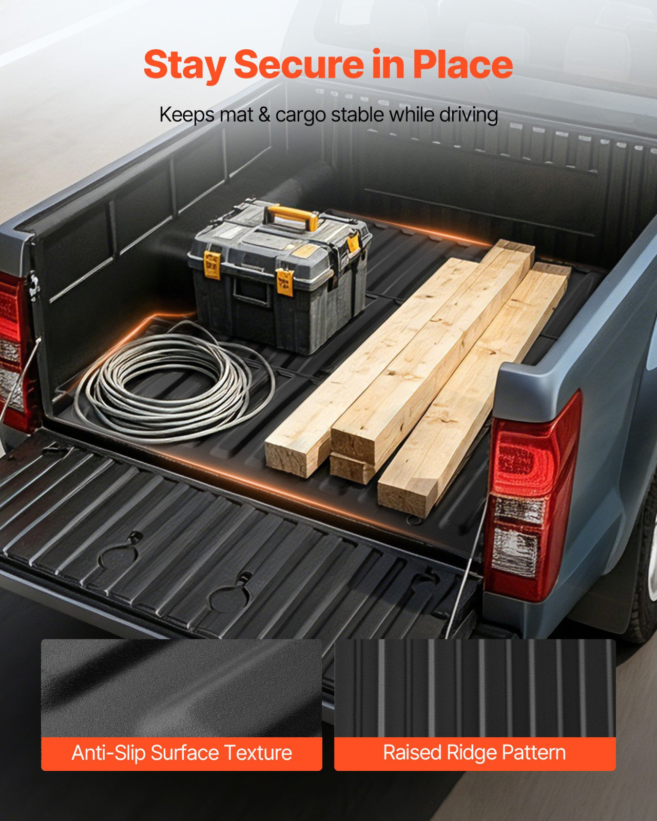 Truck Bed Mat for 2015-2026 Ford F150 Lightning Heavy Duty TPE Liner