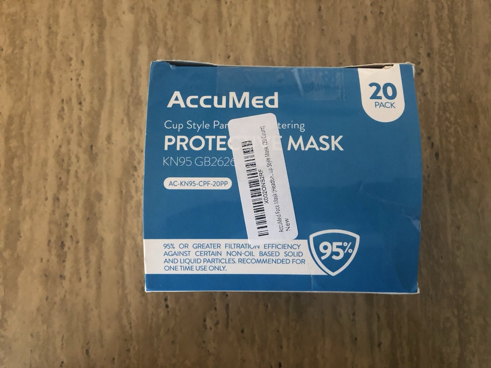 AccuMed 20 Pack KN95 Protective Mask Disposable GB2626-2019 Cup Style