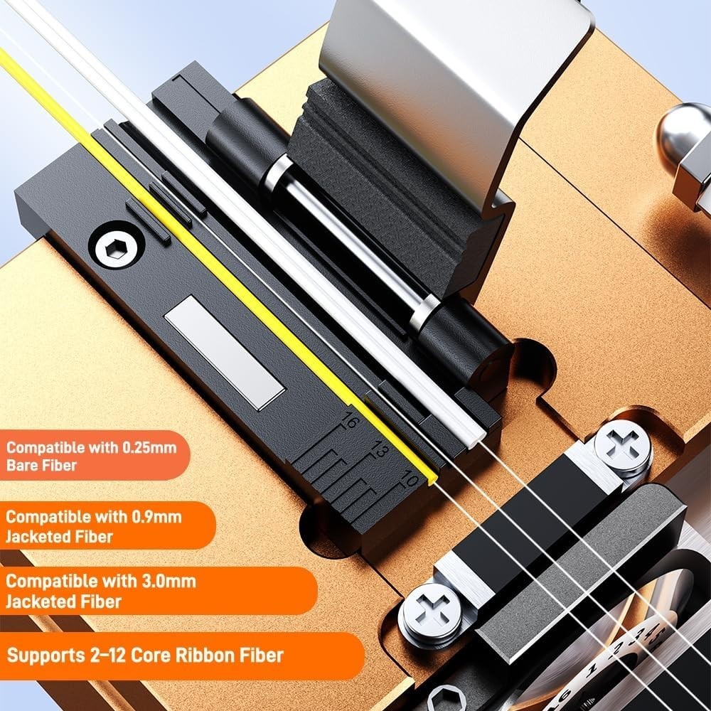 Optical Fiber Cleaver, High Precision FTTH Fiber Optic Cutter with 16 Cleave Pos