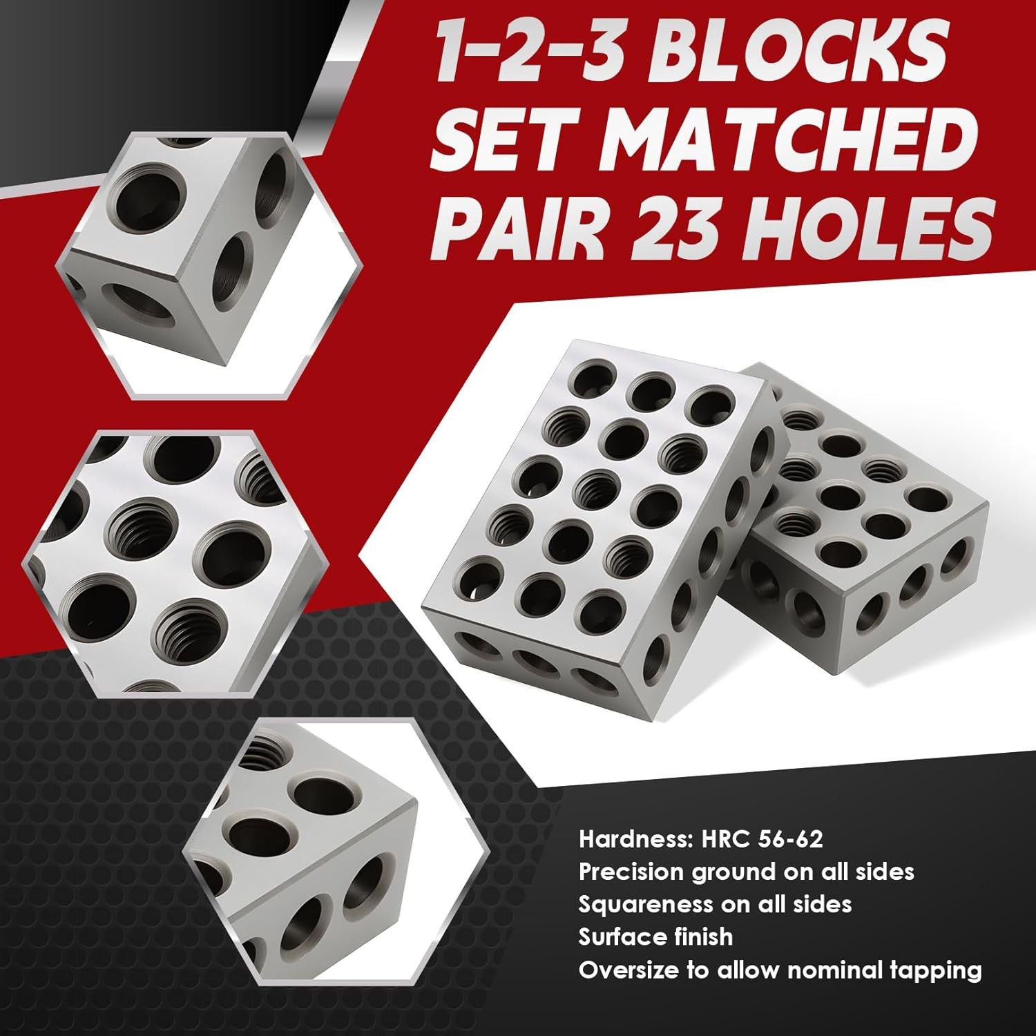 Hardened Steel Nakkaa Blocks Set Matched Pair 23 Holes 0002 Squareness