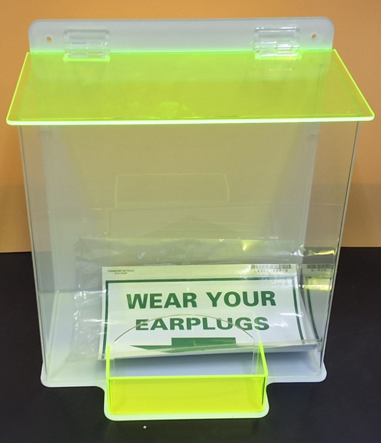 Acrylic Ear Plug Dispenser Wall Mount Tabletop Hinged Lid 11.5 x 16.5 NEW