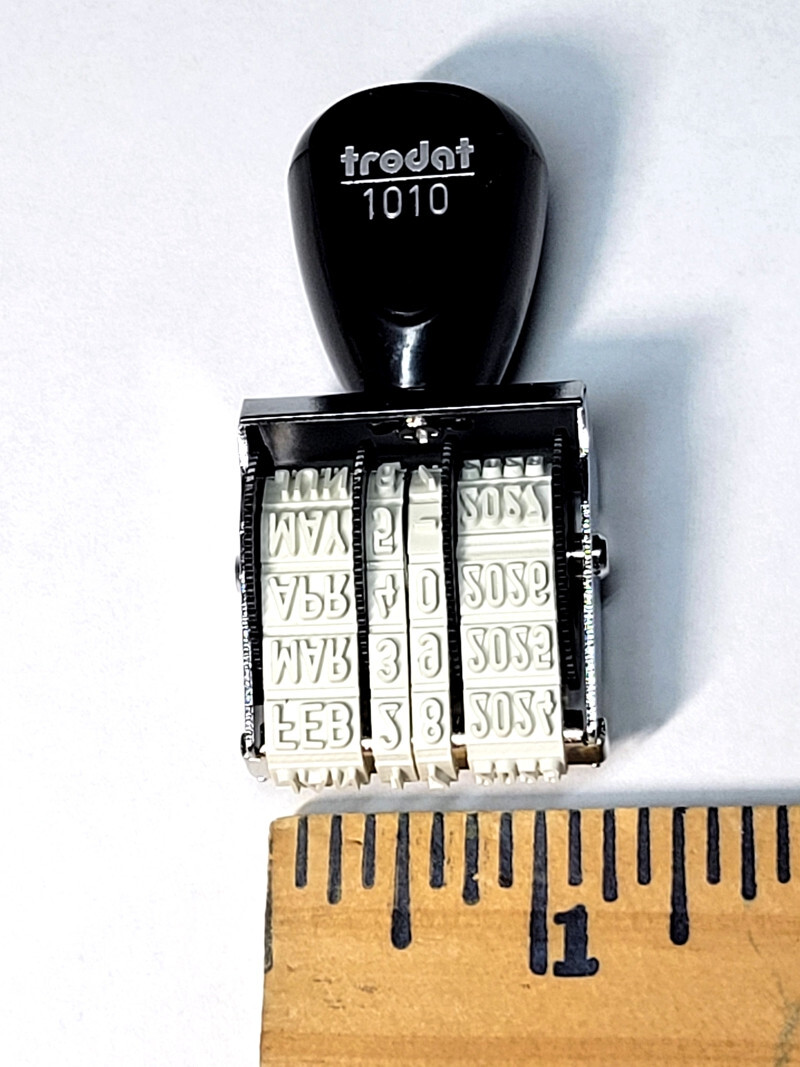 Trodat 1010 Hand Date Stamp, 5/32″ Type Size, 12 Years from 2022 to 2033, NIB