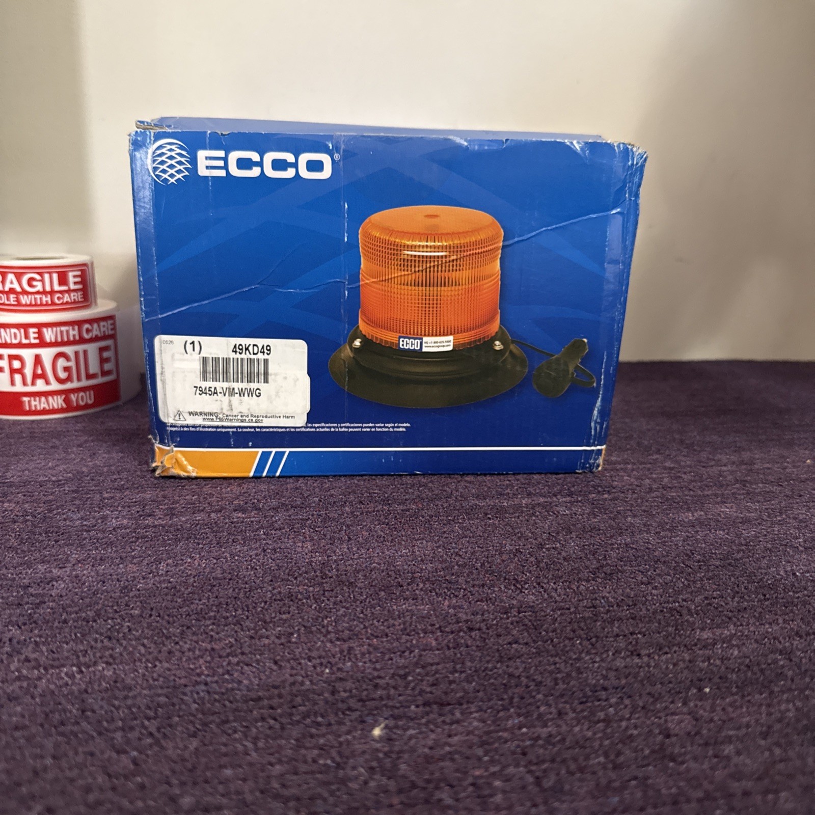 ECCO Pulse II Amber LED Beacon Light (Model 7945A-VM-WWG) New In The Box