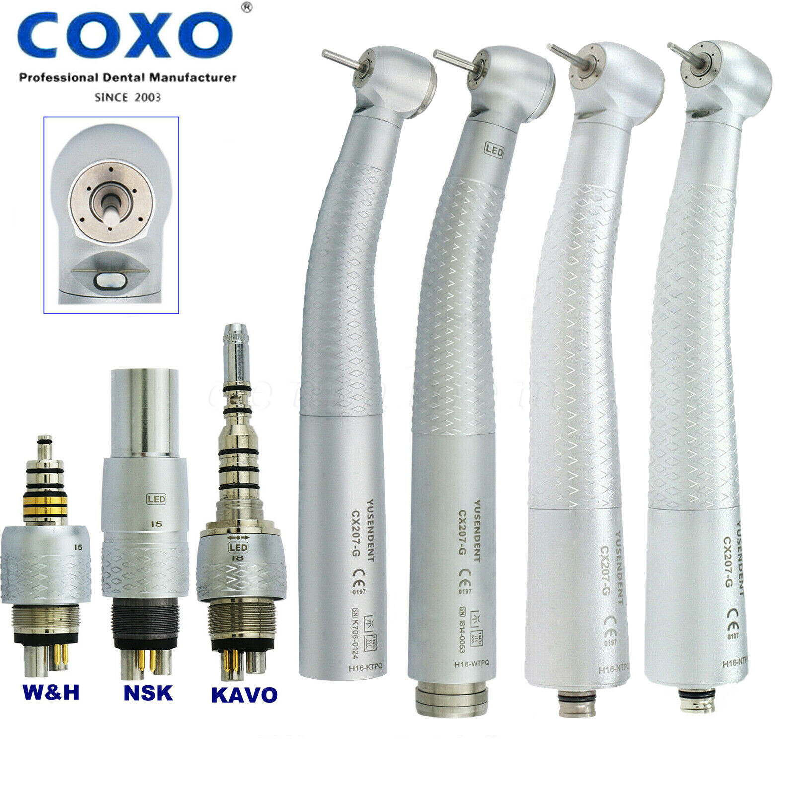 COXO YUSENDENT CX207-G Dental Fiber Optic LED High Speed Handpiece Air Turbine
