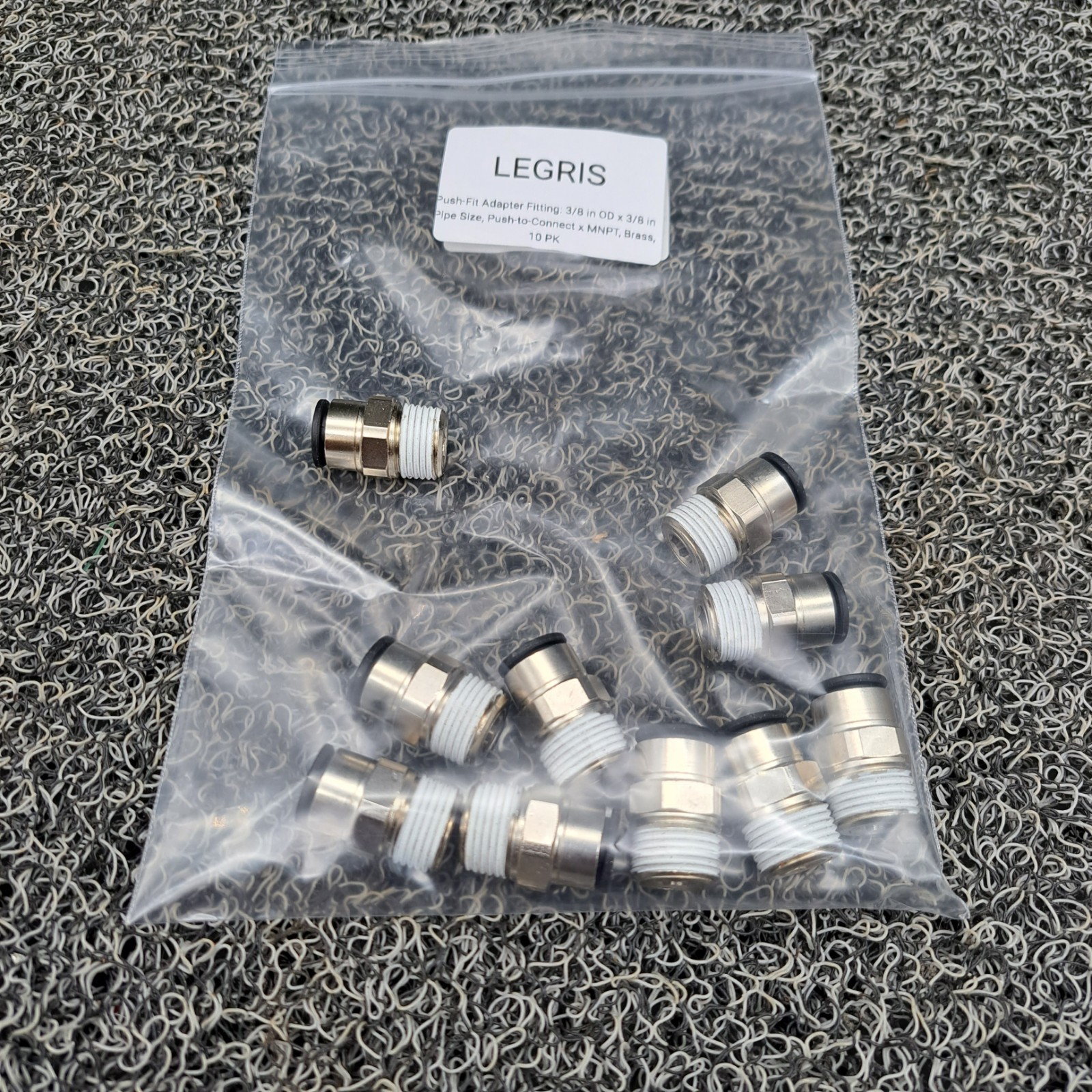 LEGRIS Push-Fit Adapter Fitting: 3/8 in OD x 3/8 in Pipe Size, Push-to-Connect
