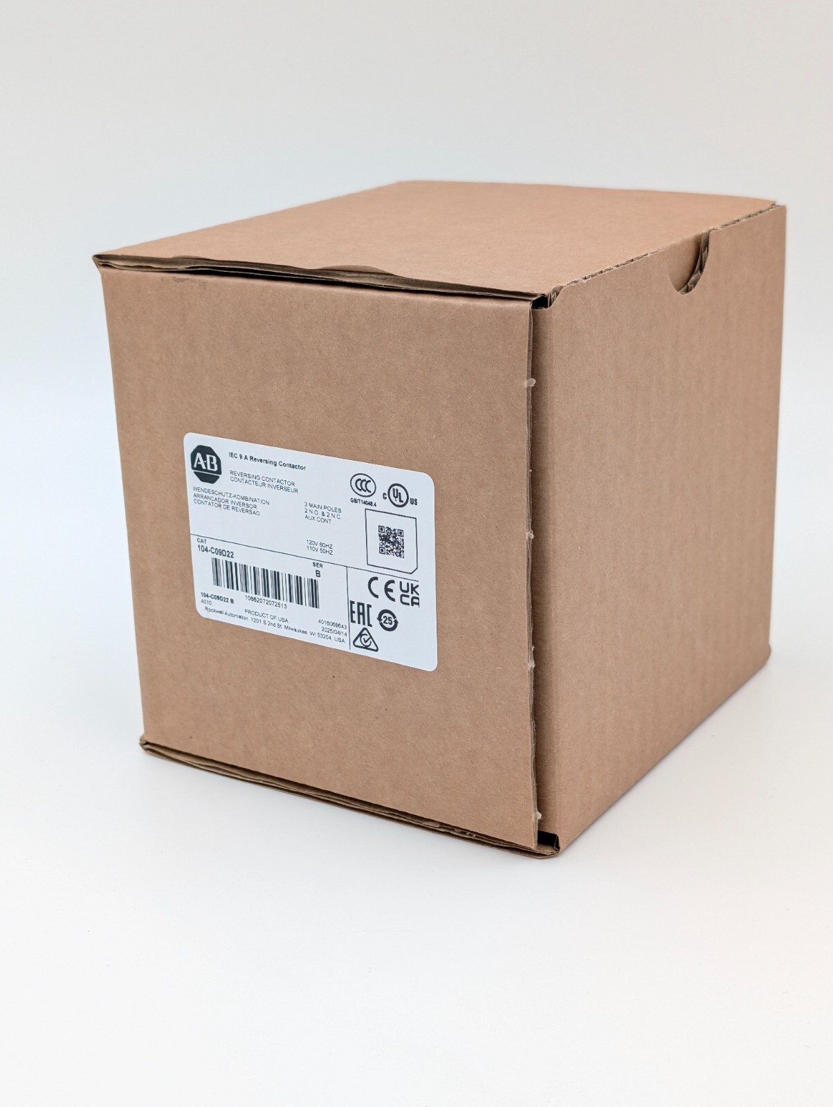 Allen Bradley 104-C09D22 9A 110V 50Hz/120V 60Hz Reversing Contactor USA NEW