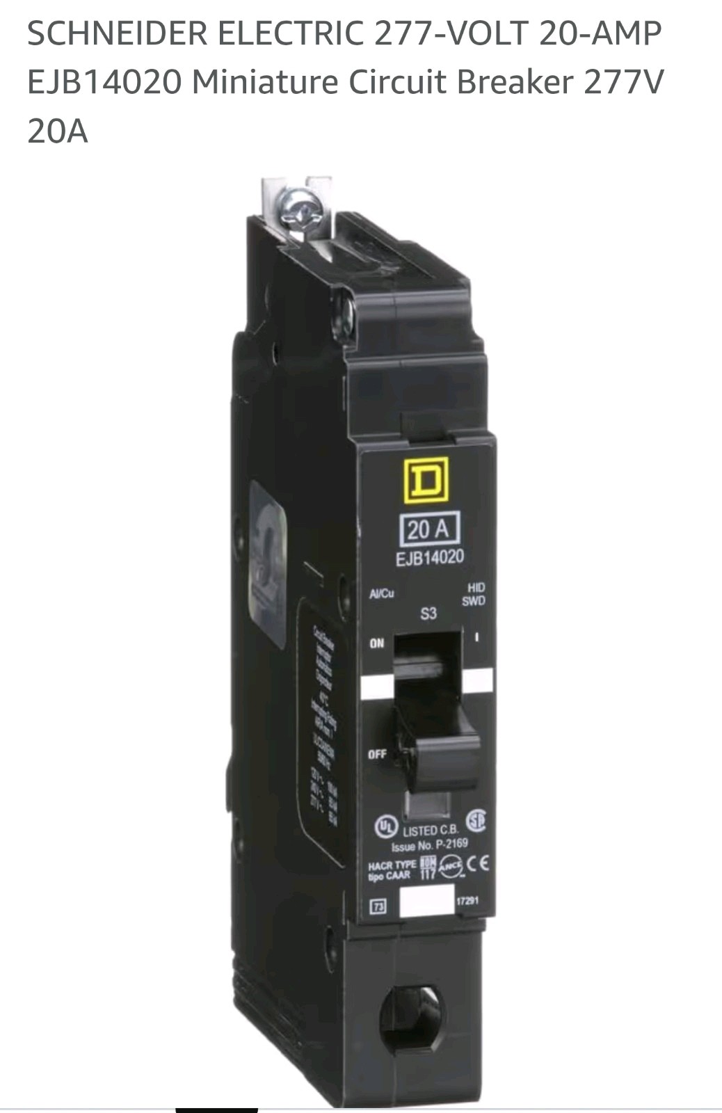 Square D EDB14020 Miniature Circuit Breaker – SCHNEIDER ELECTRIC