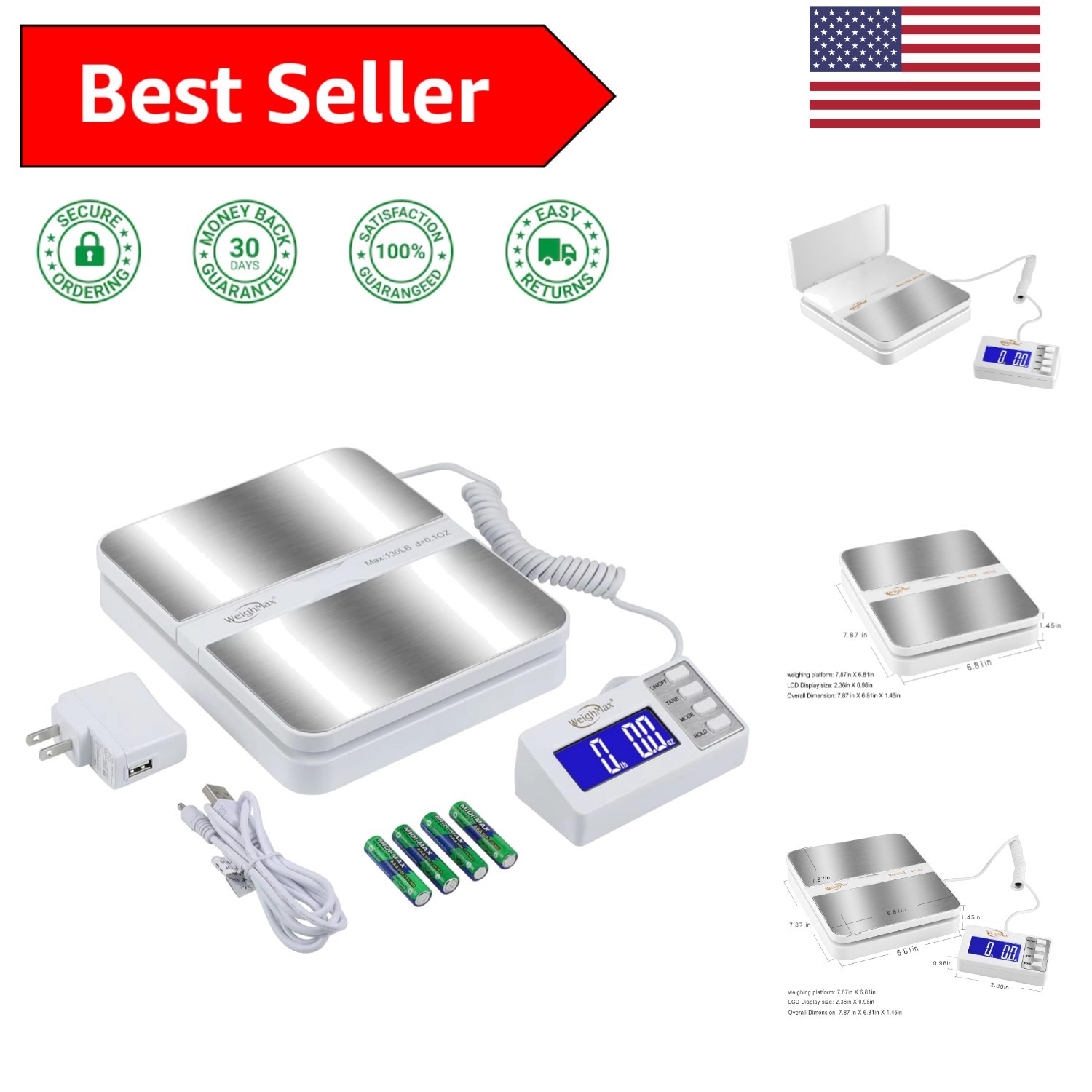 130LB Heavy-Duty Digital Weight Scale with Large Backlit LCD for Easy Reading