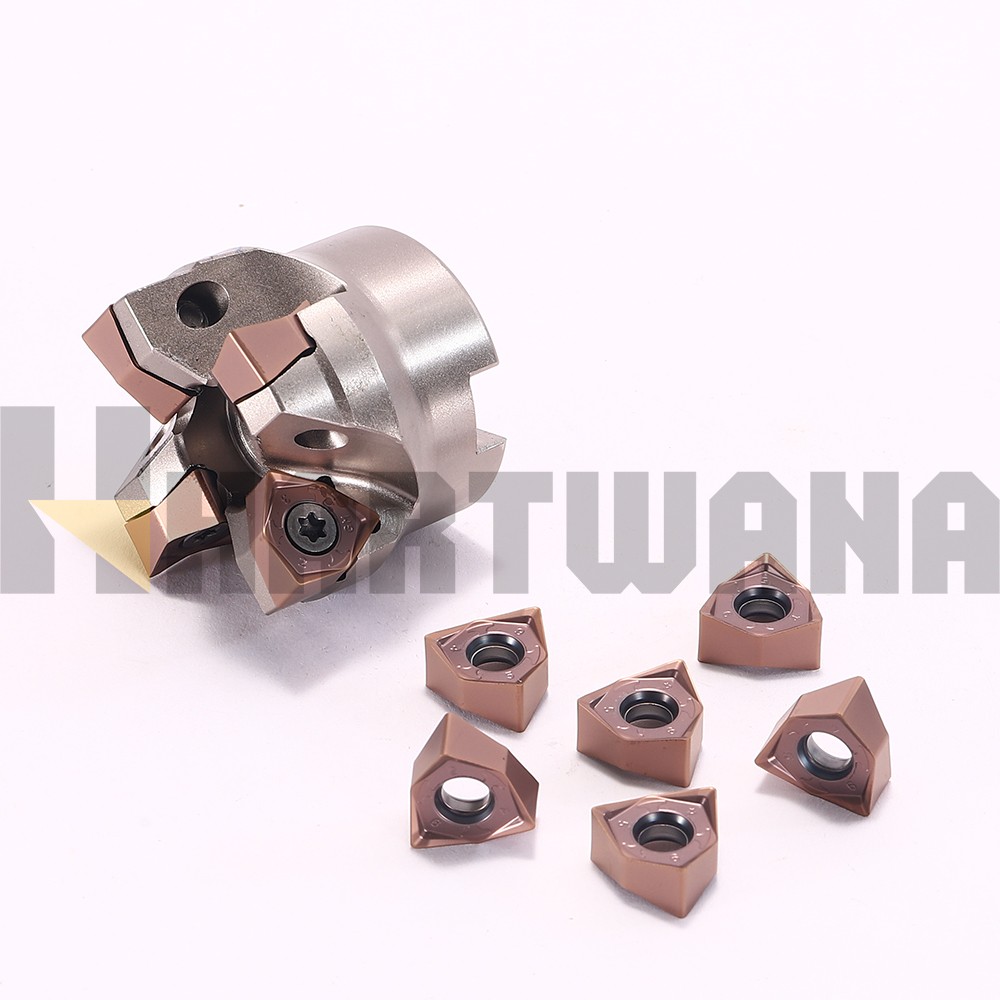 50mm Face Shell Mill 90 Degree 5 Flutes Double-Sided Milling Inserts WNMU080608