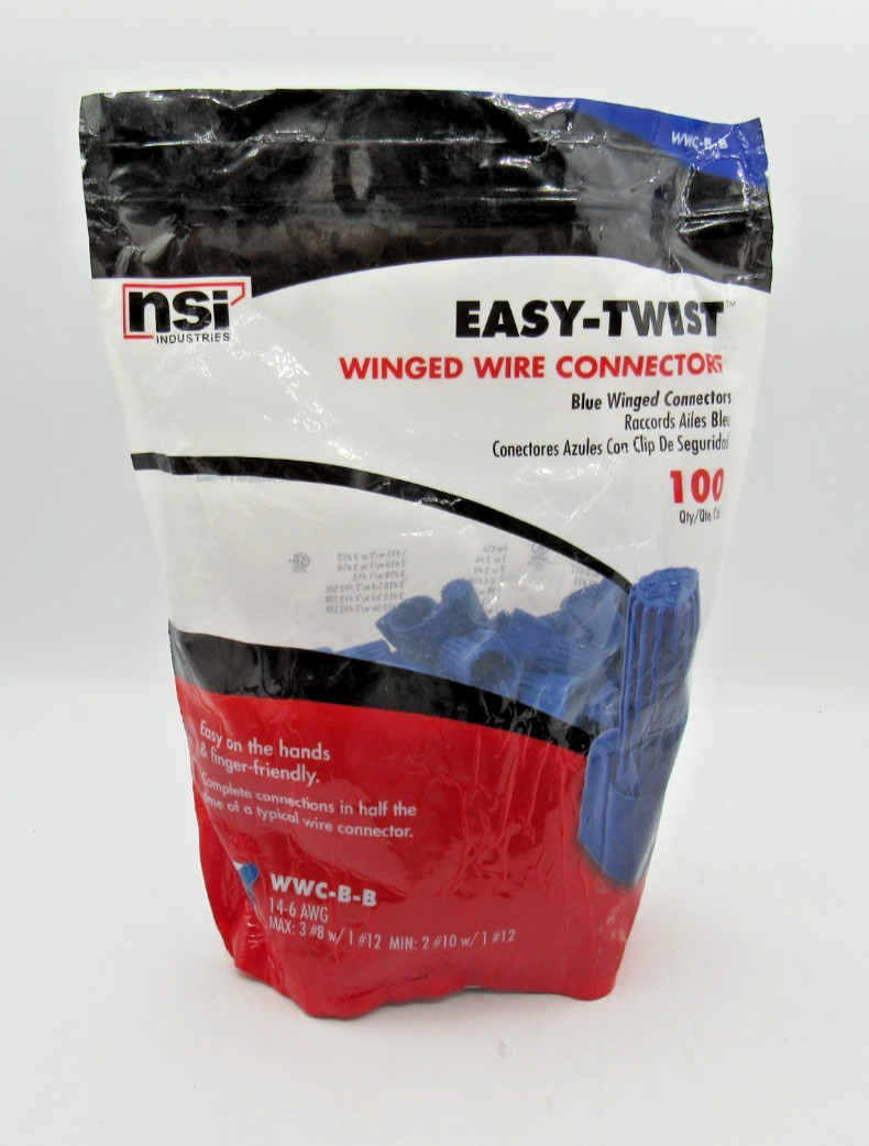 NEW NSI Easy-Twist Winged Wire Connectors WWC-B-B 100 pcs