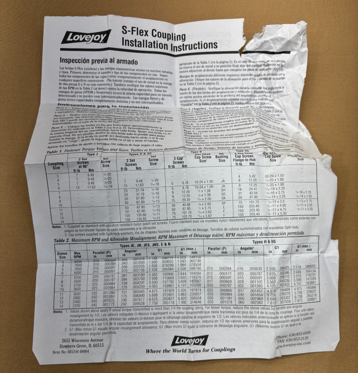 Lovejoy 1L797 Coupling Size 5 S-Flex