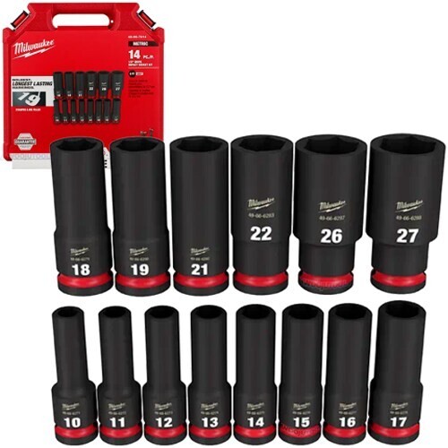 Milwaukee 49-66-7014 Impact Duty Metric Deep Socket Set – 14 PC -EXPRESS SHIP-
