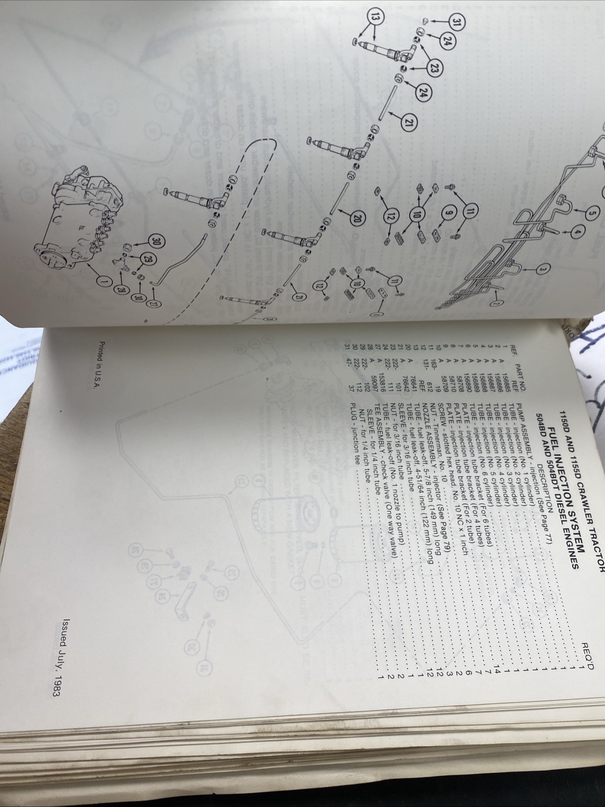 CASE 1150D 1155D CRAWLER TRACTOR DOZER LOADER PARTS MANUAL BOOK CATALOG