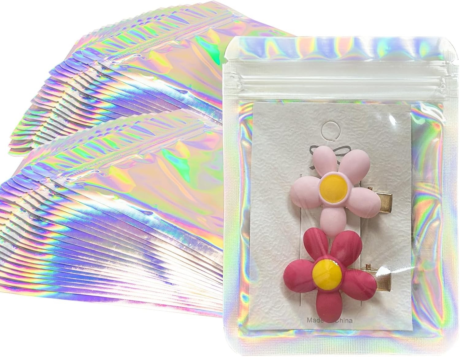 Holographic Bags 100pcs Mylar Bags 3×4 inches Resealable Bag with Party Favor…