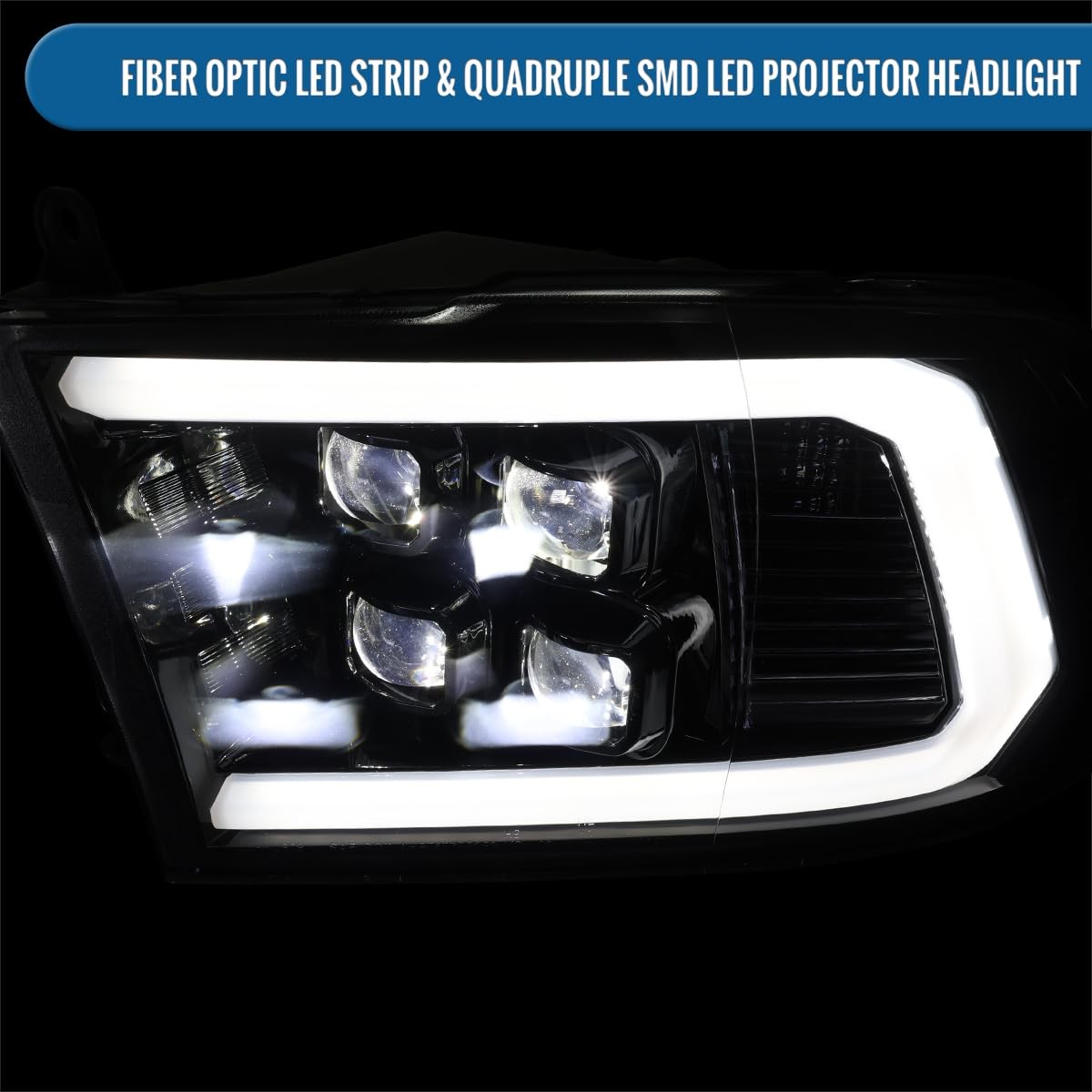 LED Quad Projector Headlights 09-18 for Ram 1500-3500 19-24 for Ram 1500 Classic