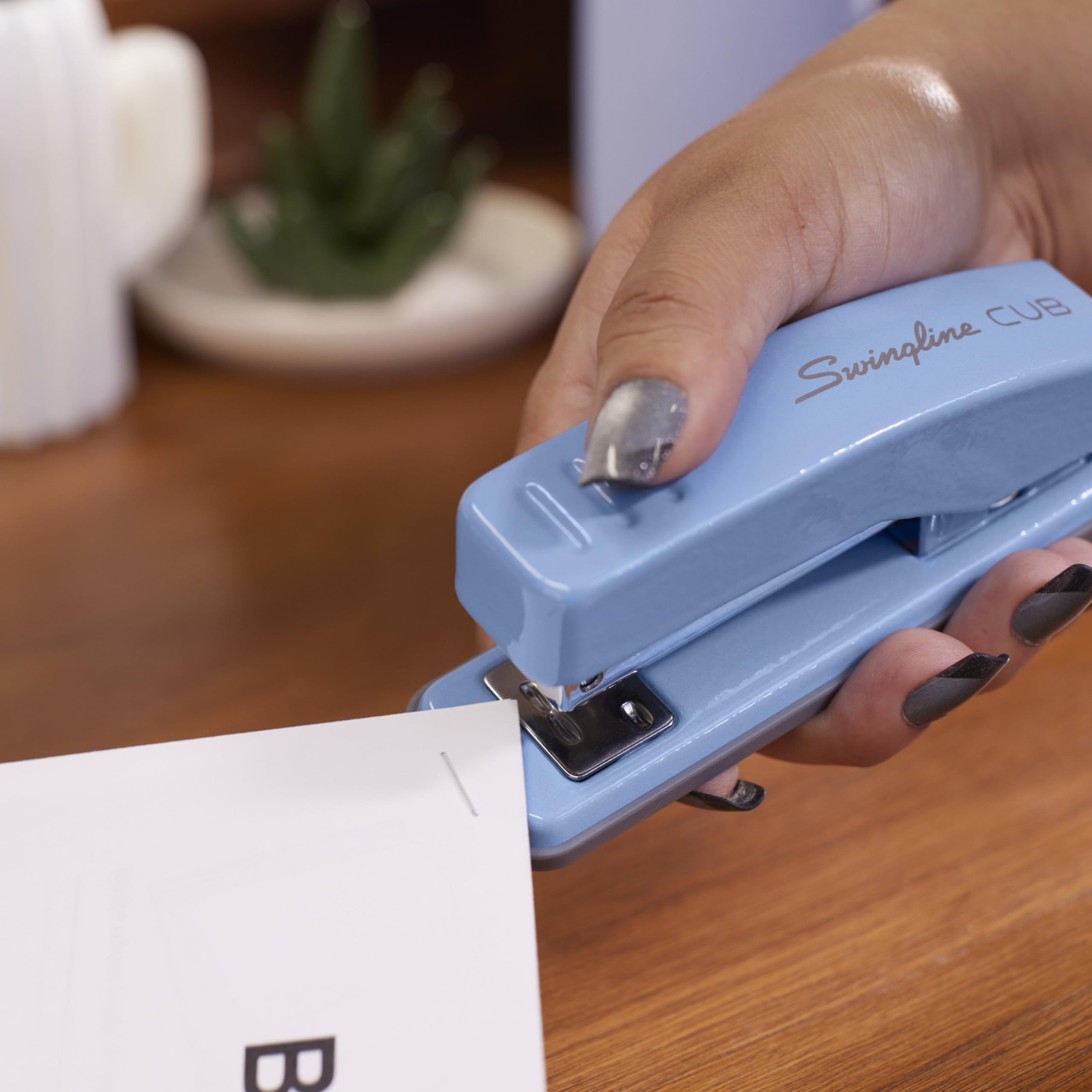 Cub Compact Desktop Stapler 20 Sheet Capacity Metal Electric Blue S701069