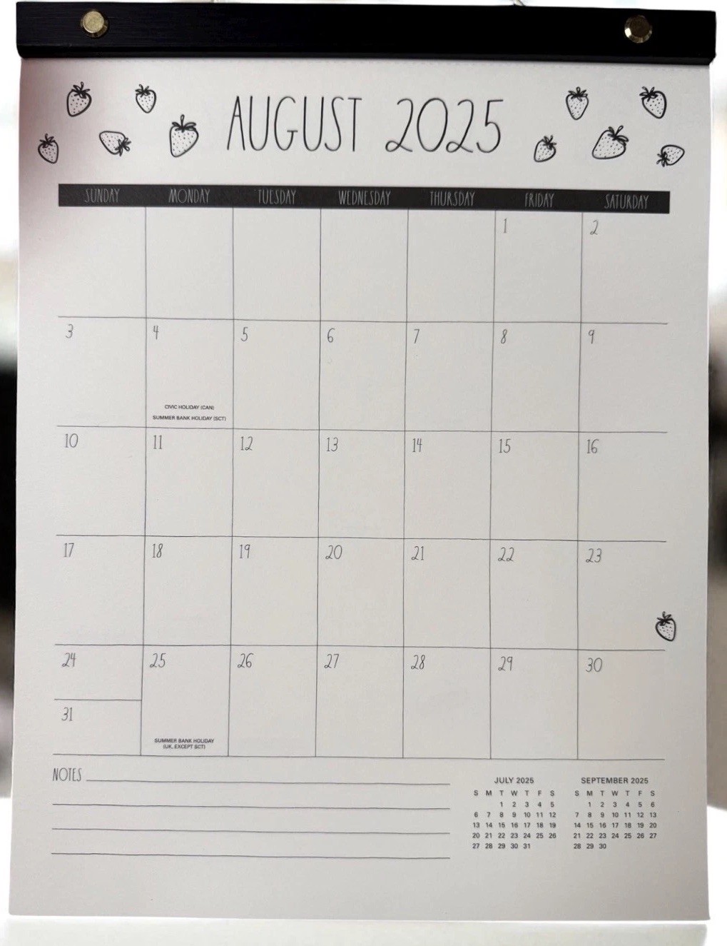 RAE DUNN 2026 Monthly Wall Calendar Bamboo Hanger Strawberry 🍓 LARGE