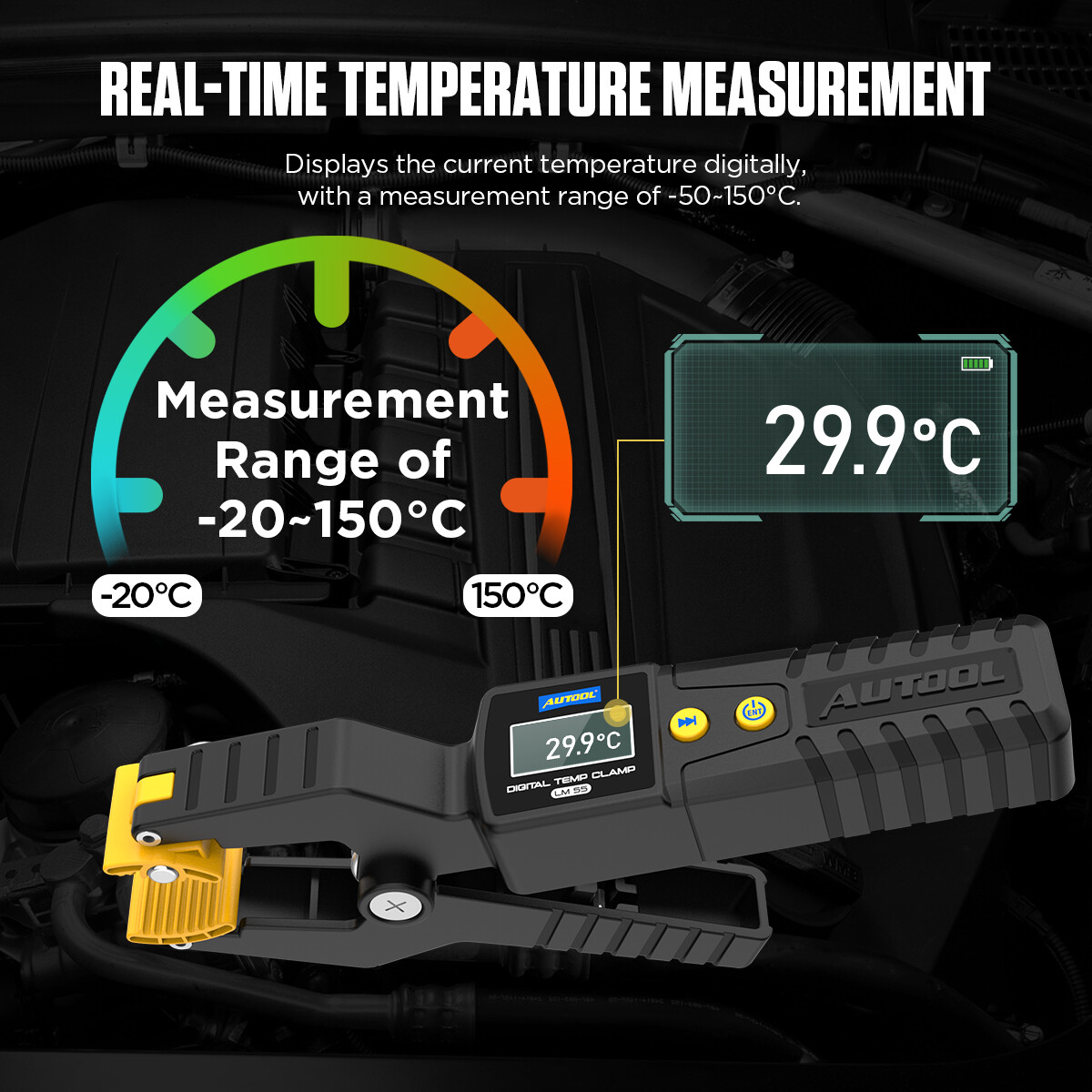 HVAC Refrigeration Temperature Probe Pipe Clamp Digital Thermometer – 4℉-302℉