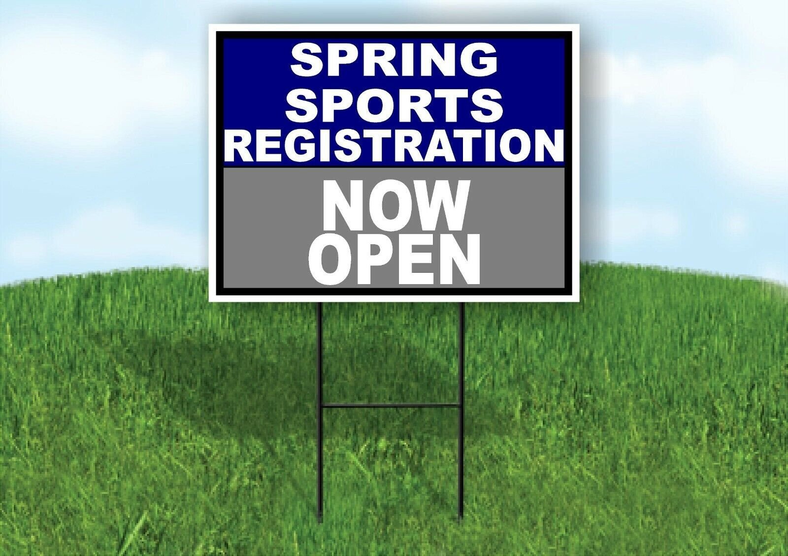 SPORTS REGISTRATION BLUE SILVER SPRING Yard Sign with Stand LAWN SIGN