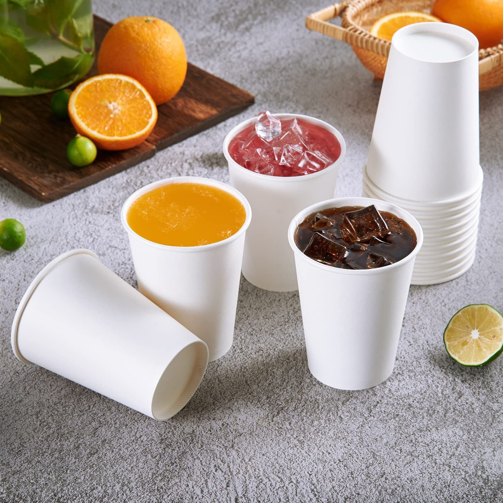 Vplus 500 Pack 12 OZ Paper Coffee Cups With Lids, Disposable 12 OZ, White