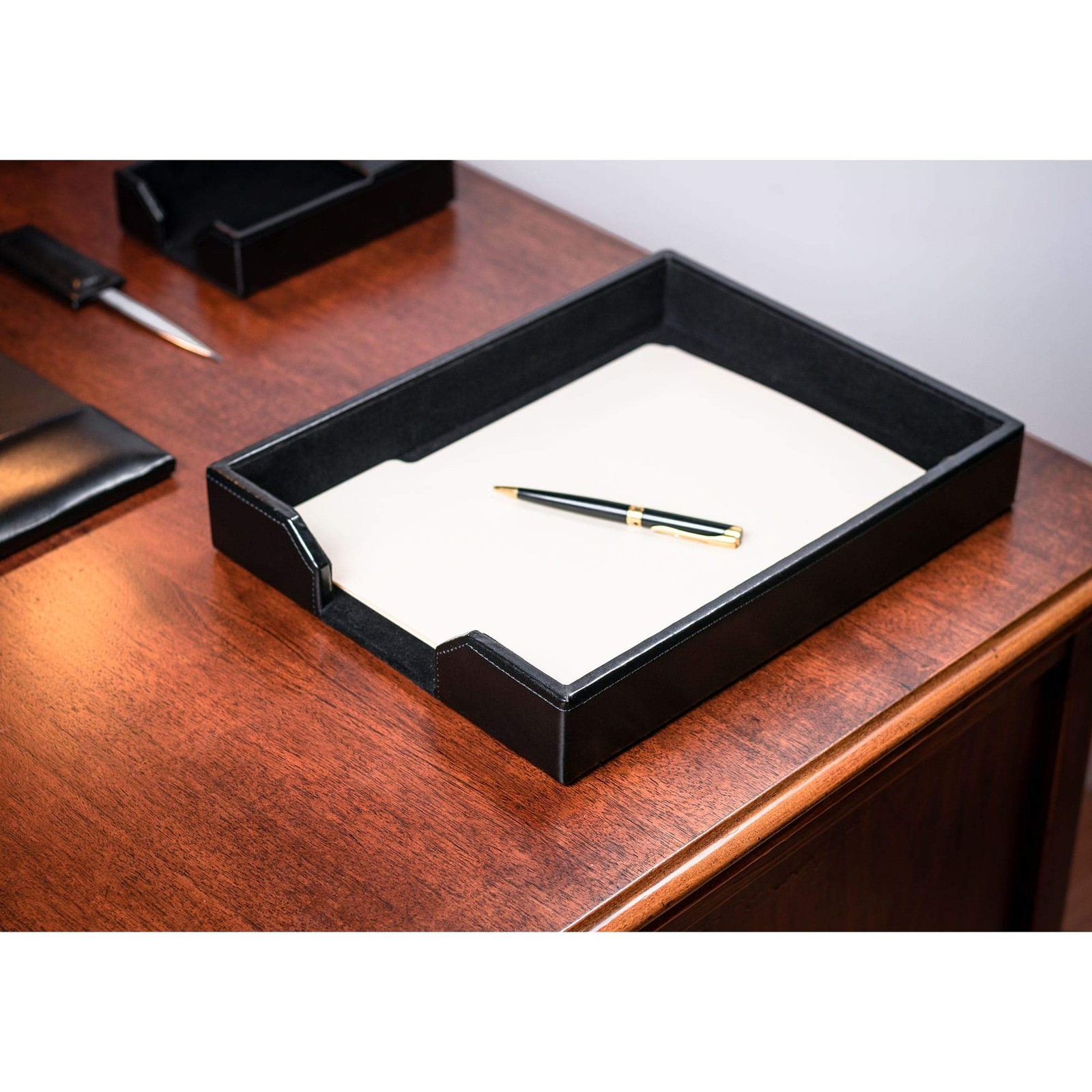 Dacasso Bonded Leather Desktop Tray Luxury Letter Holder Paper Organizer For