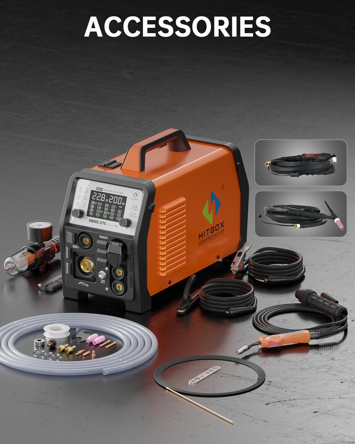 6in1 Plasma Cutter 200A Spot Gas Gasless-MIG MMA HF-TIG Welding Machine for ALU